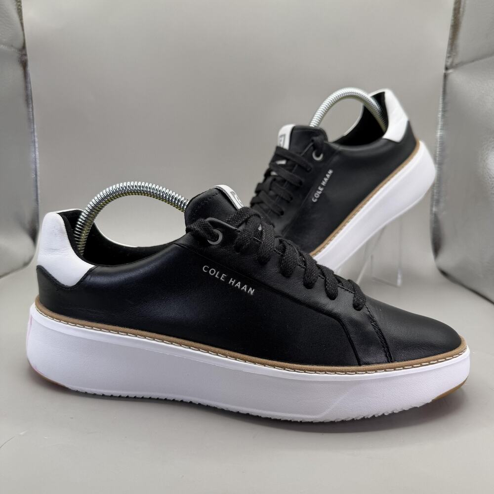 Cole Haan Black and White Leather Platform Sneakers